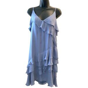 Parker womens dress silk ruffles strappy light blue  Large fully lined